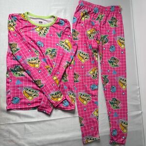Cuddl Duds Star Wars Grogu Thermal Set Pink Base Layer M Thumb Hole Pajamas